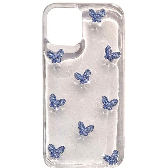 Raised purple butterfly iPhone 12 case. Unique raised glitter design 💜🦋💜 - Picture 1 of 7
